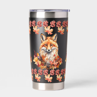 Herbstfox mit Herbstlauben - Saisonale Wildlife Co Thermobecher
