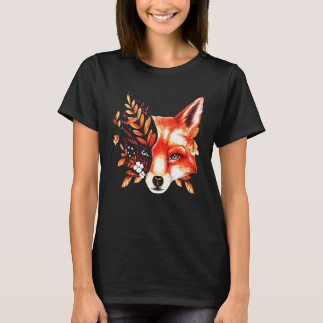 Herbstfox Schöner Tierherbst T-Shirt (Vorderseite)