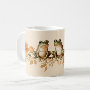Herbstfrosche und florale Eleganz Kaffeetasse