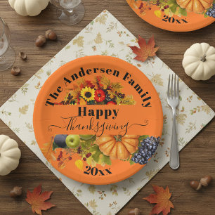 Herbstfrucht Blume und Blätterteiggebäck Pappteller