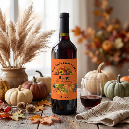 Herbstfrucht Blume und Blätterteiggebäck Weinetikett