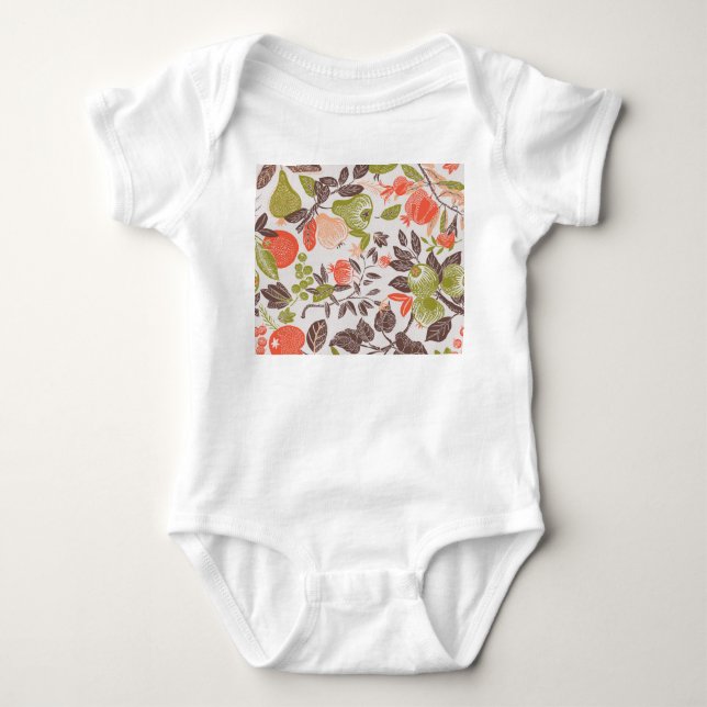 Herbstfrucht dekorative Fliesen Design. Baby Strampler (Vorderseite)