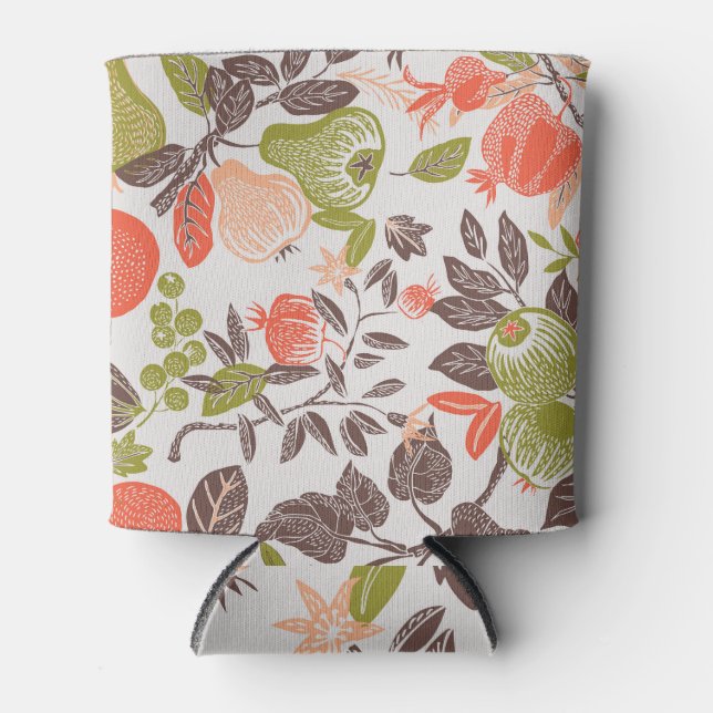 Herbstfrucht dekorative Fliesen Design. Dosenkühler (Vorderseite)