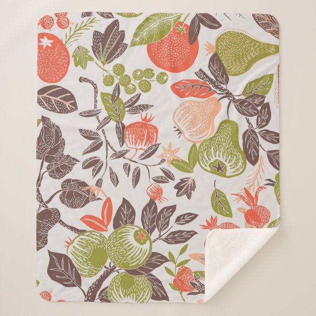 Herbstfrucht dekorative Fliesen Design. Sherpadecke (Vorderseite)