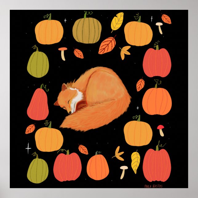 Herbstfuchs Acryl-Schlüsselanhänger Poster (Vorne)