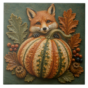 Herbstfuchs und Kürbis-Waldernte Fliese