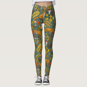 Herbstfüchse auf Kieferngrün Leggings