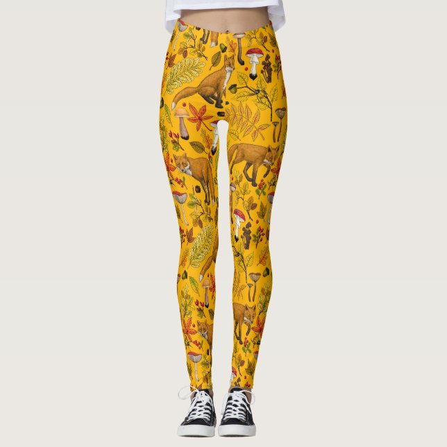 Herbstfüchse auf Orange Leggings (Vorderseite)