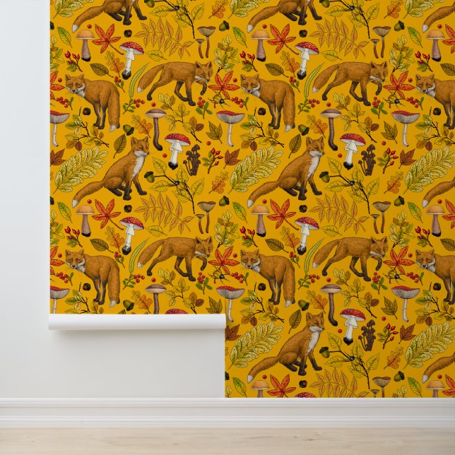 Herbstfüchse auf Orange Tapete (Anwendung)