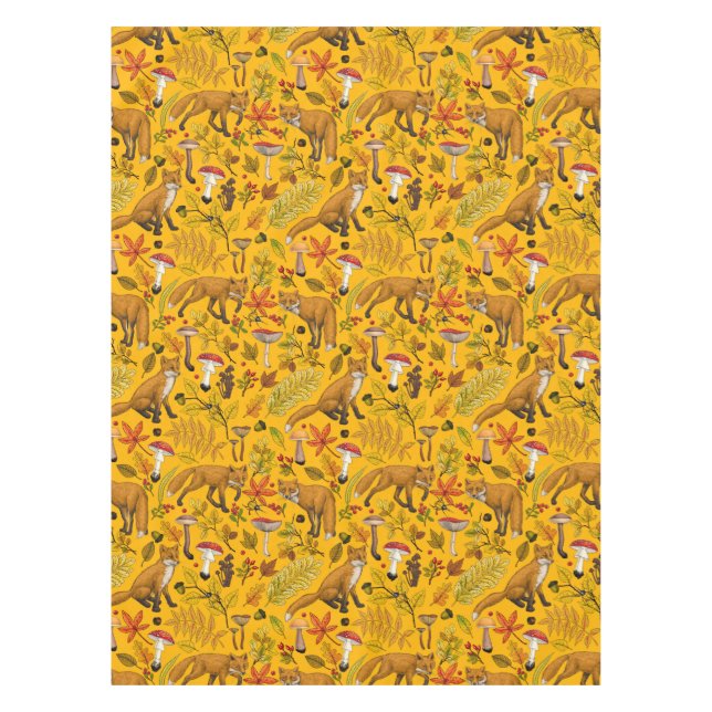 Herbstfüchse auf Orange Tischdecke (Vorderseite)