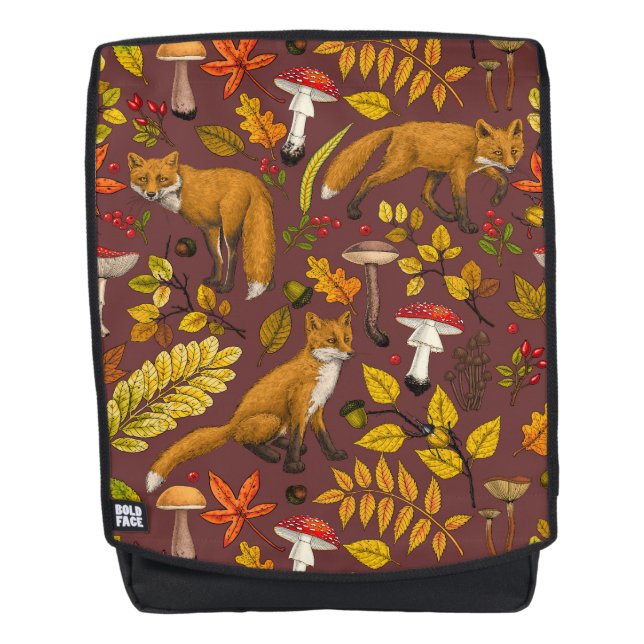 Herbstfüchse auf Schokoladenbraun Rucksack (Vorderseite)