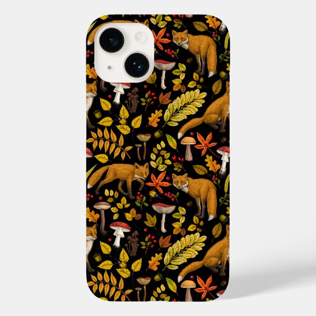 Herbstfüchse auf schwarz Case-Mate iPhone hülle (Rückseite)