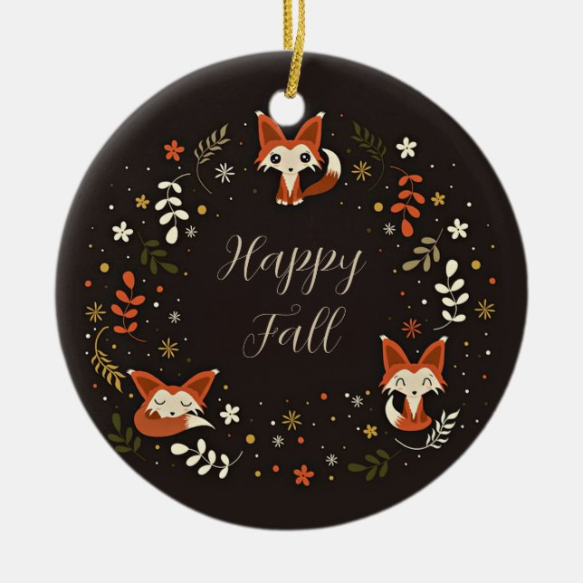 Herbstfüchse mit anpassbarem Text  Keramik Ornament (Vorne)