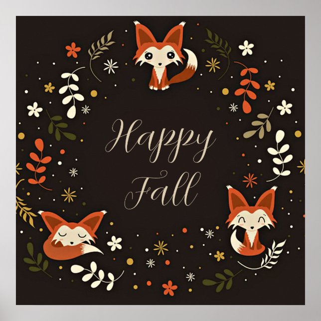 Herbstfüchse mit anpassbarem Text  Poster (Vorne)