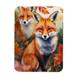 Herbstfüchse Wasserfarbe Magnet