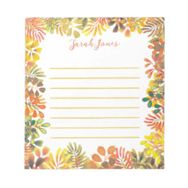 Herbstgarten Botanische Aquarellfarben Blätter Lin Notizblock