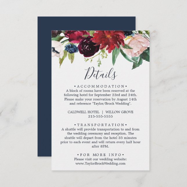 Herbstgarten | Burgundy Details Umschließungskarte Begleitkarte (Vorne/Hinten)