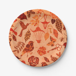 Herbstgarten Collage rustikale Herbstorange Vintag Pappteller