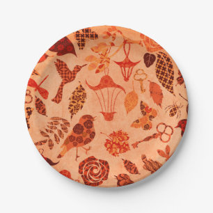 Herbstgarten Collage rustikale Herbstorange Vintag Pappteller