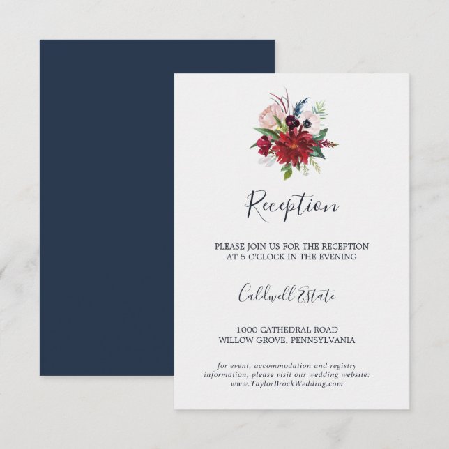 Herbstgarten | Einsteckkarte für Burgund Empfang Begleitkarte (Vorne/Hinten)