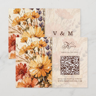 Herbstgarten in Blütenhochzeits-QR-Code-RSVP-Karte RSVP Karte