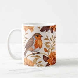Herbstgarten mit Robins und floraler Eleganz Kaffeetasse
