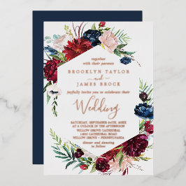 Herbstgarten | Rose Gold Foil bei einer Hochzeit Folieneinladung