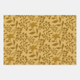 Herbstgarten-Silhouetten Muster Geschenkpapier Set