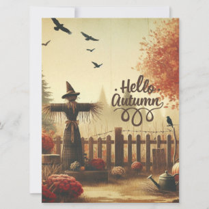 Herbstgarten & Vogelscheuche Feiertagskarte
