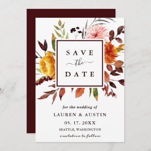 Herbstgarten Wasserfarben Hochzeit der Blumen Save The Date