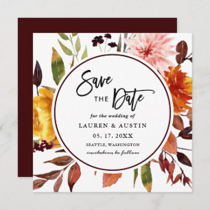 Herbstgarten Wasserfarben Hochzeitsplatz Gerettet  Save The Date