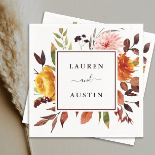Herbstgarten Wasserfarbenhochzeit Personalisiert Serviette