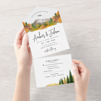 Herbstgebirge auf einer Hochzeit All In One Einladung