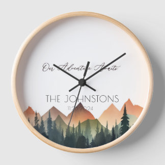 Herbstgebirge Wasserfarbenwelt Landschaft Paar Uhr