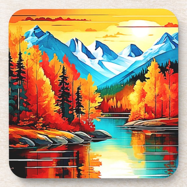 Herbstgebirgslandschaft Getränkeuntersetzer (Vorderseite)