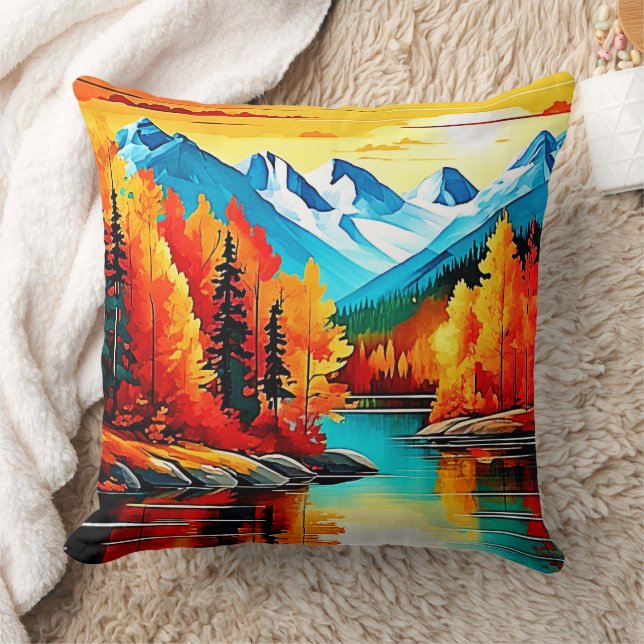 Herbstgebirgslandschaft Kissen (Decke)