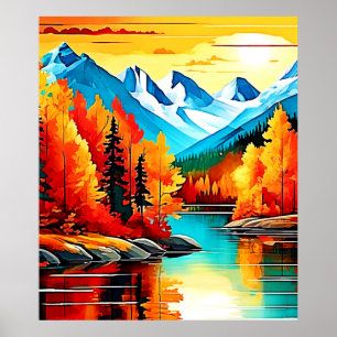 Herbstgebirgslandschaft Poster