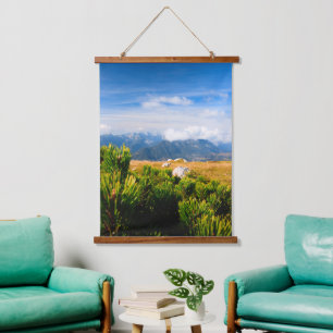 Herbstgebirgslandschaft Wandteppich Mit Holzrahmen