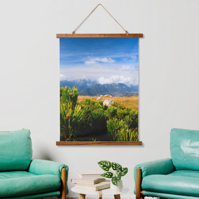 Herbstgebirgslandschaft Wandteppich Mit Holzrahmen (Wohnzimmer)