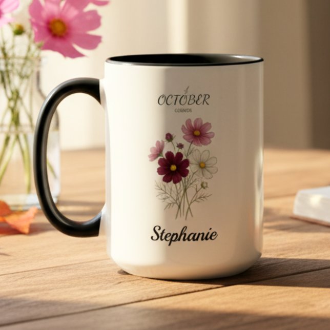 Herbstgeburtsblume Cosmos Geburtstag Tasse (October birth month flower cosmos birthday coffee mug)