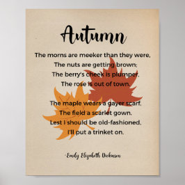 Herbstgedicht von Emily Elizabeth Dickinson Vintag Poster