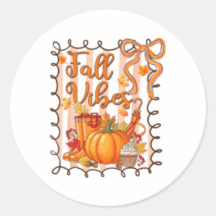 Herbstgefühle Thanksgiving Kürbis Coquette Bogen H Runder Aufkleber