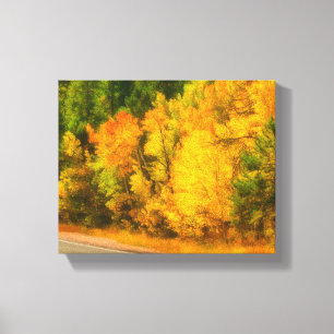 Herbstgelbe Aspen Bäume Berglandschaft Leinwanddruck