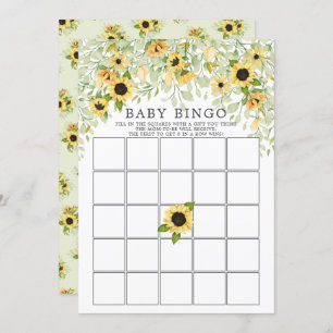 Herbstgelbe Sonnenblume BINGO Babyduschenspiel Einladung
