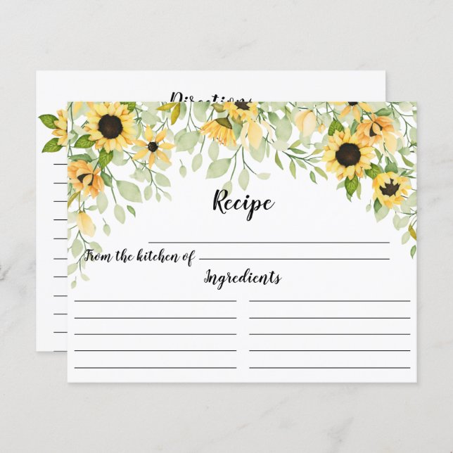 Herbstgelbe Sonnenblume Brautparty Rezept Postc (Vorne/Hinten)