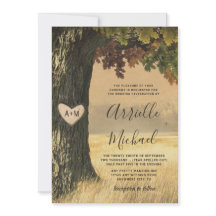 Herbstgemeißelte Eichenbäume Rustikale Waldhochzei