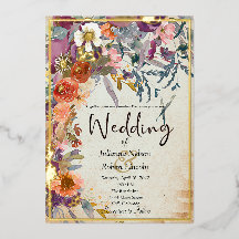 Herbstgemischtfarbene Hochzeit mit Blumen