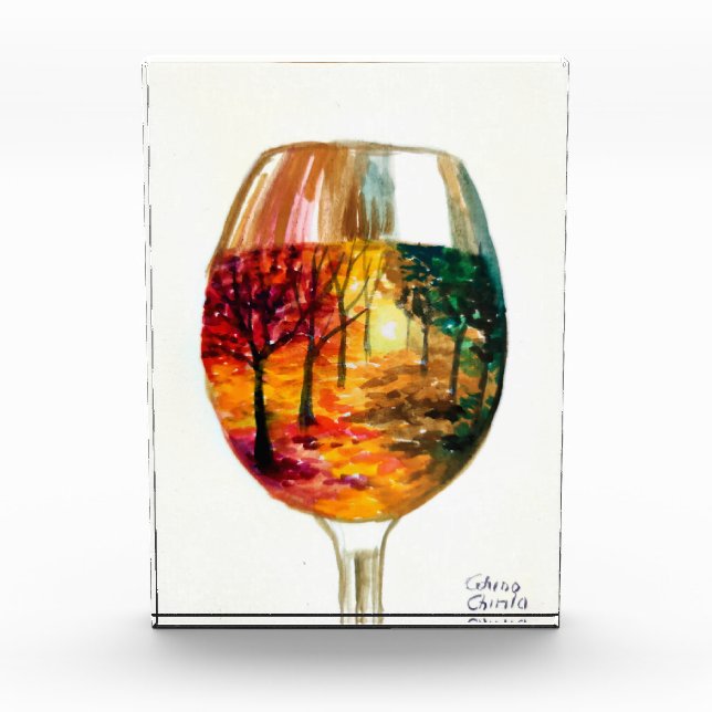 Herbstgeschichte bei einem Glas Wein Fotoblock (Vorderseite)