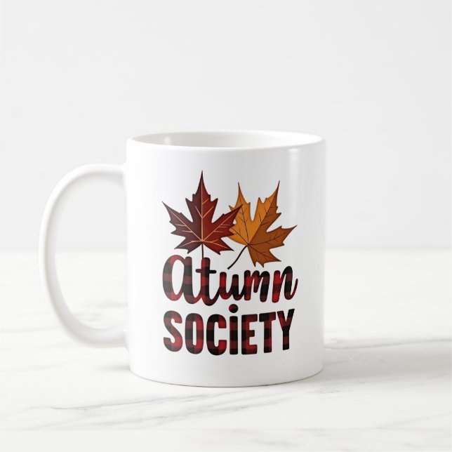 Herbstgesellschaft Karierter Fall Kaffeetasse (Links)