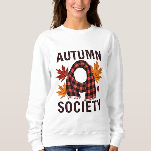 Herbstgesellschaft - Personalisierte Karierte Buch Sweatshirt (Vorderseite)